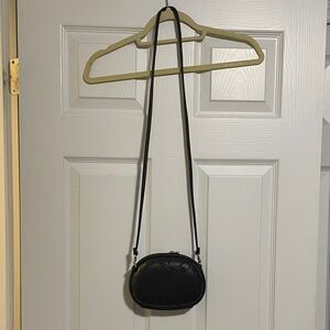 Black Embossed Leather Crossbody Bag